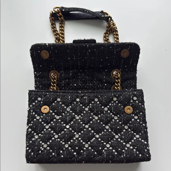 Kurt Geiger Black and Gold Quilted Shoulder Bag - Picture 2 of 5